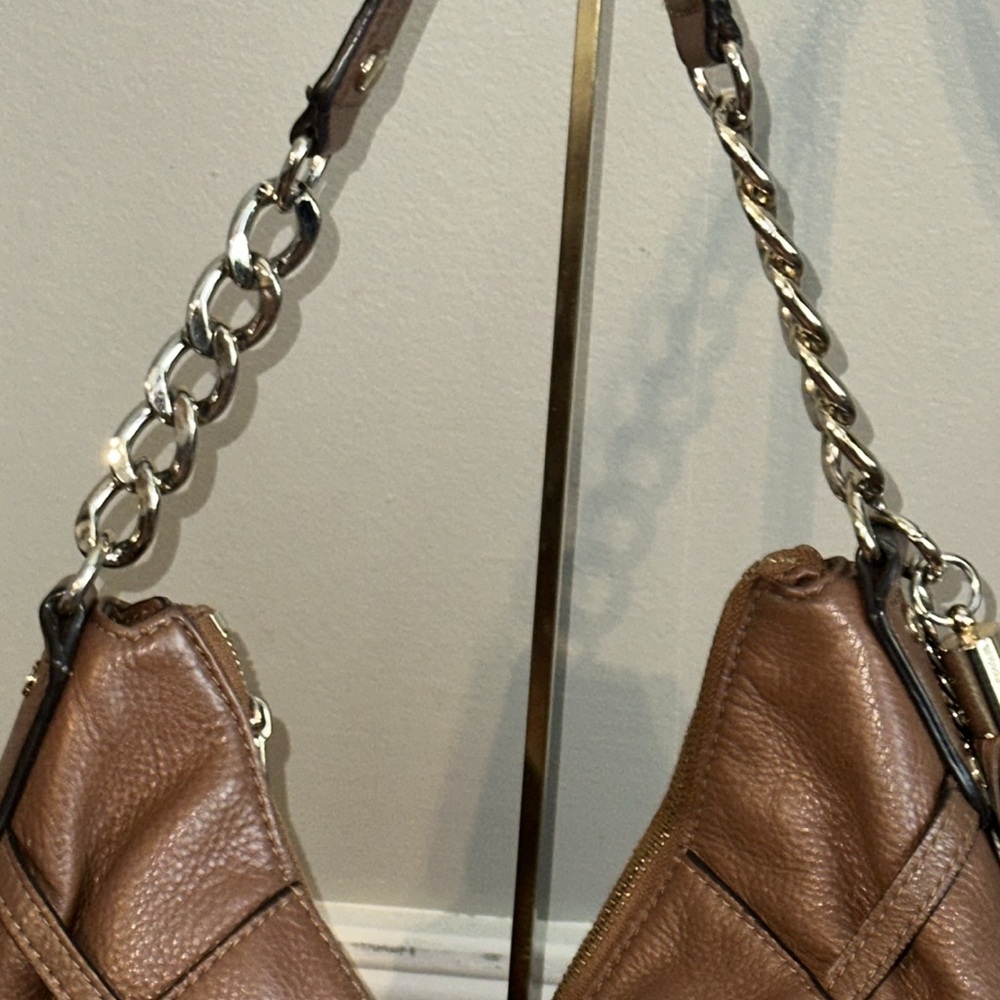 Chestnut Brown Micheal Kors hobo bag‎ AI-1403 chain strap zip top - Picture 3 of 11
